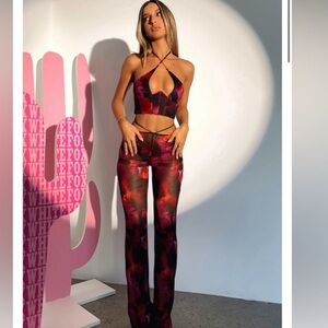 White Fox Rhythm of the Night Set Pink Flame Print